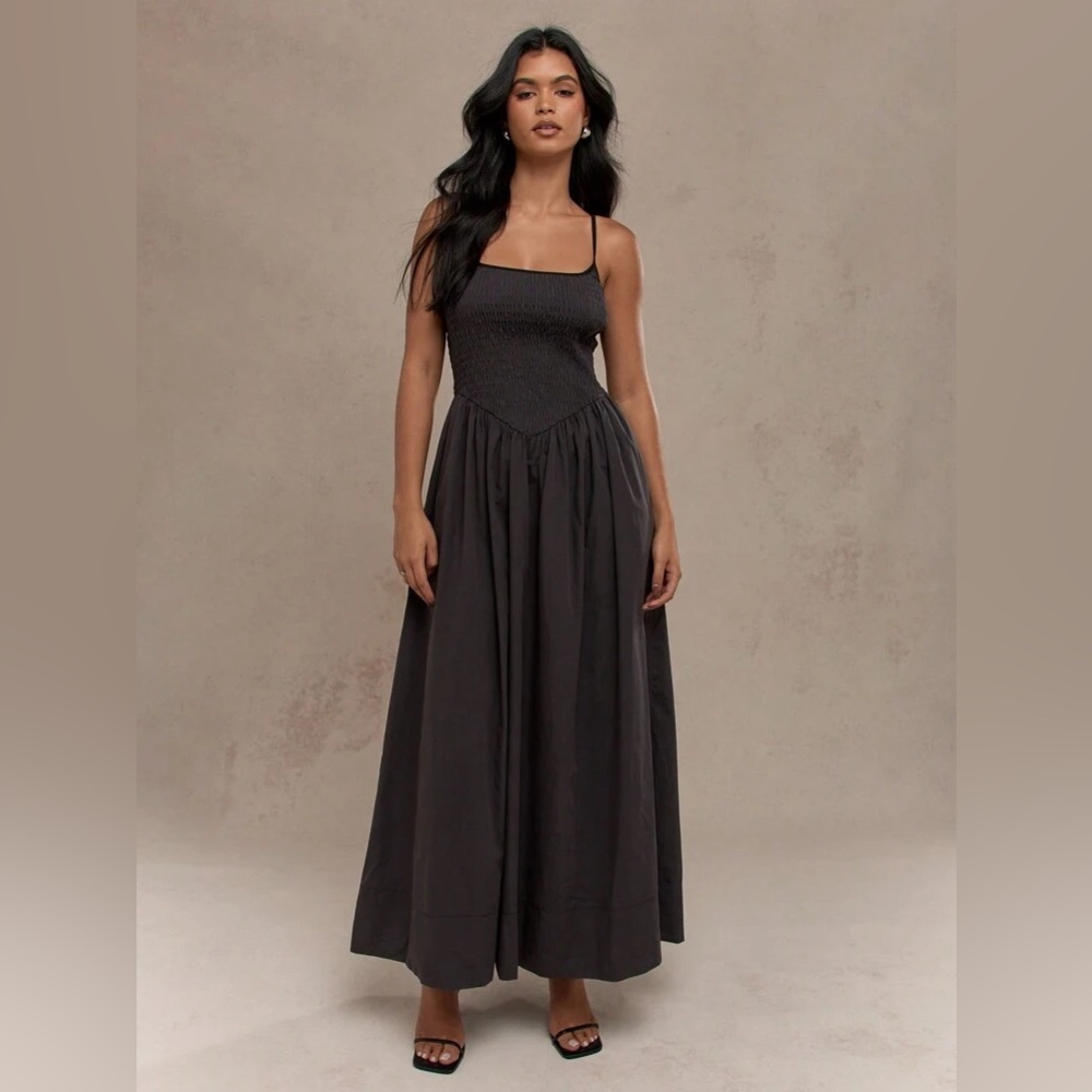 MISSGUIDED Boho Ruched Stitch Bust Ruffle Hem Cami Maxi Dress xs